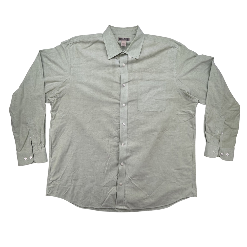 Duluth Trading Shirt Mens 2XLT Long Sleeve Button Up Solid Green Workwear